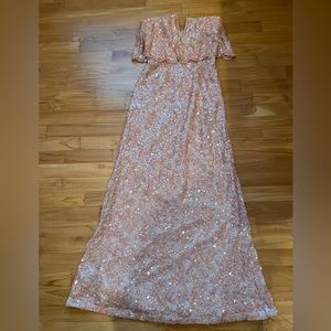 BCBG size 0 pink long sequin dress